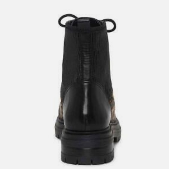 ✅New! Vince Camuto Bestenda3 Leather Lace-Up Combat Boot BLACK Leopard - Picture 4 of 6